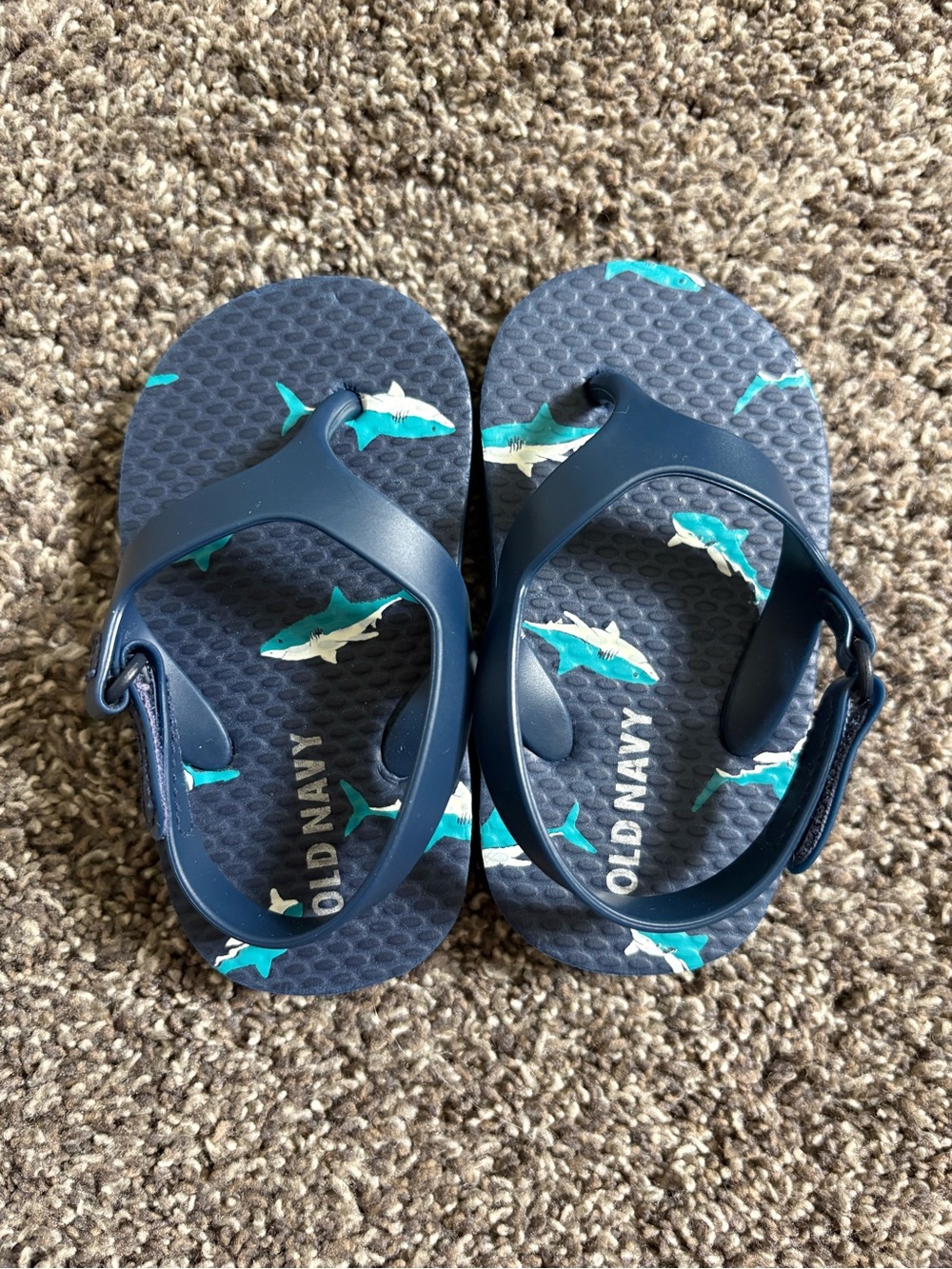 Old Navy Navy and Teal Shark Print Kids Sandals